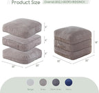 HIGOGOGO Pouf Ottoman Stuffed Square Modern Foam Filled Foot Rest Poufs 20 X 18 Inches Modular Ottomans Separated Into Floor Cushions for Living Room Chair Decorative Stool, Grey