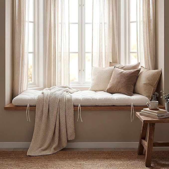 Long Floor Cushion Large Floor Cushion with Brushed Cotton 74.8 x 27.5 x 3.15 in Jumbo Lounger Pillow for Outdoor Indoor Bay Window Meditation Yoga Reading Sleeping(1 Pc,White)