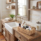 StorageWorks Toilet Paper Storage Basket, Living Room Organizers and Storage, Toilet Paper Basket with Wooden Handles, Small Water Hyacinth Scalloped Basket, Natural