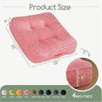 HIGOGOGO Floor Pillow Cushion for Adults, Meditation Cushion Pillow, Large Square Floor Sitting, Tufted Corduroy Cover, for Tatami Living Room or Yoga, 22x22 Inch, 2Pack, Pink