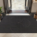 Tangsoo Rainbow Easy Jute Rug 2x4 Small Throw Rugs for Entryway,Washable Ultra Thin Outdoor Door Mat, Black Geometric Non-Slip Indoor Floor Carpet for Entrance Kitchen Hallway Bedroom Front Porch