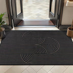 Tangsoo Rainbow Easy Jute Rug 2x4 Small Throw Rugs for Entryway,Washable Ultra Thin Outdoor Door Mat, Black Geometric Non-Slip Indoor Floor Carpet for Entrance Kitchen Hallway Bedroom Front Porch