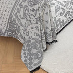ROOMLIFE Black Couch Covers for Sofa, Sofa Covers Washable Non Slip Furniture Protector Couch Sofa Covers for 3 Cushion Couch, Breathable Sofa Slipcovers Couch Cover Blanket with Tassels 71" X 134"