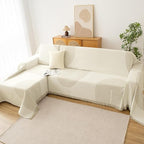Boho Sofa Covers for 2 Cushion Couch, Chenille Sofa Slipcover for Pets Washable, L-Shape Sectional Loveseat Cover Soft Throw Blankets with Tassels(71x102,Arc Beige)