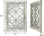 Set of 2 11x15 Inch Rectangular Shatterproof Grey Decorative Wall Mirrors, Boho Farmhouse Rustic Vintage Accent Mirrors for Living Room Bedroom Entryway & Home Decor