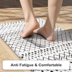 KIMODE Kitchen Mats 2PCS,Anti Fatigue Geometric Kitchen Rugs,Non Slip Waterproof Kitchen Mats for Floor,Cushioned Comfort Foam Standing Desk Mat for Home, Office, Sink,Laundry,Black and White