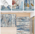 KIMODE Kitchen Mats for Floor Anti Fatigue, 17"x47"+17"x29" Farmhouse Kitchen Rugs Sets of 2, Padded Kitchen Floor Mats, Comfort Standing Mats for Sink Laundry Office Desk Dark Blue Grey