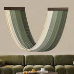 Achart Large Macrame Wall Hanging Dip Dyed Yarn Tapestry Ombre Yarn Gradient Color Macrame Wall Decor Macrame Tapestry Boho Decor for Bedroom Living Room Headboard Above Bed (Green + Bead)