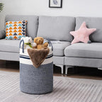 Woven Rope Laundry Hamper Basket by YOUDENOVA, 58L Tall Luandry Basket, Baby Nursery Hamper for Blanket Storage in Bedroom-Large-Blue