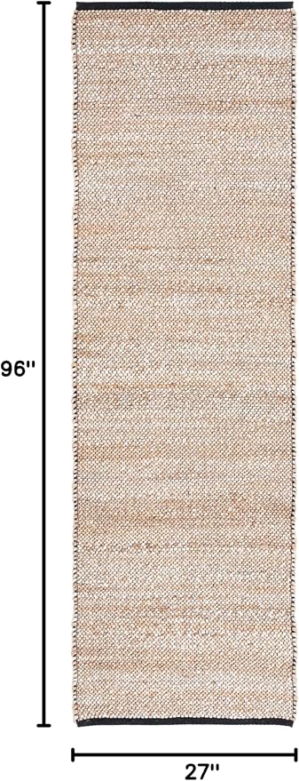 SAFAVIEH Natural Fiber Collection Runner Rug - 8' Runner, Natural & Black, Farmhouse Design, Ideal for High Traffic Areas in Hallway, Bathroom & Kitchen (NF832A-28)