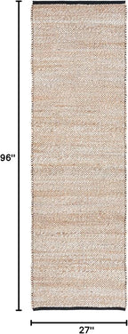 SAFAVIEH Natural Fiber Collection Runner Rug - 8' Runner, Natural & Black, Farmhouse Design, Ideal for High Traffic Areas in Hallway, Bathroom & Kitchen (NF832A-28)