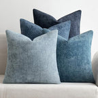 MIULEE Pack of 4 Couch Throw Pillow Covers 26x26 Inch Neutral Blue Soft Decorative Chenille Pillow Covers Farmhouse Accent Cushion Covers for Boho Western Spring Home Decor Sofa Bedroom Living Room