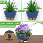 ZMTECH 2 Pack 8 Inch Hanging Planters for Indoor Plants, Modern Blue Hanging Planter with Visible Water Level Window & Removable Tray, Decorative Plant Hanger Indoor for Home Decor