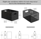 StorageWorks Pantry Baskets, Wicker Storage Baskets for Organizing, Pantry Organizers and Storage, Medium, Black, 2-Pack