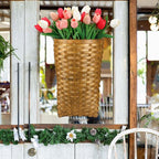 Domensi 15.5 x 10 x 7.5 Inch Front Door Basket Woven Wall Hanging Basket Hanging Storage Decor Farmhouse Decor Crafting DIY for Front Door(15.5 x 10 x 7.5 Inch,Classic Style)