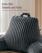 Blissful Diary Reading Pillow for Sitting in Bed, Large Flannel Back Pillow Bed Sitting Up for Adult & Children, Backrest Cushion for Sit Up in Couch or Floor, Dorm Essentials, Dark Gray