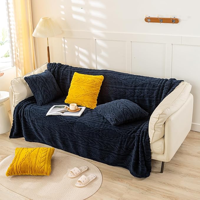 YUSOKI Twin XL Blanket Single Layer,Weight(3.1lb),370GMS-3D Stylish Design for Gift Home Decor (Navy,65"x90")