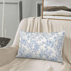 Baby Blue Pillow Covers 12x20 Inch Set of 2 Blue and Cream Floral Chinoiserie Throw Pillows Vintage Rustic Toile Flower Decorative Pillowcase Outdoor Lumbar Cushion Case for Couch Sofa Decor