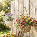 Hanging Plant Brackets Outdoor: 50lbs Weight Capacity - Hanging Plant Hangers Wall Hooks 2 Packs, 12-Inch Wall Mount Brackets for Bird Feeder, Flower Baskets, White