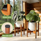 Plant Stand Indoor, Wood Plant Holder, Mid Century Modern Decor Tall Planter Stands, 2 Height Displays Corner Single Flower Stand for Balcony, Living Room,Garden Patio Fit 5-10 Inch Pots