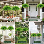 lovemoon Fake Ferns Plant Baskets,2PCS Artificial Hanging Plants,2 Hanging Planters with 24 Pcs Leaves for Indoor Outside Decorations for Front Porch Garden Balcony Patio Home Decor (2, Light Green)