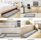 Mattitude Kitchen Mats Set of 2 Cushioned Rugs 0.47 inch Thick Anti-Fatigue Mats for Kitchen Floor,Waterproof Non-Slip Mats and Rugs Set for Office,Floor,Laundry 17.3"×29"+17.3"×59",Grey
