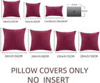Fancy Homi 2 Packs Burgundy Samll Decorative Throw Pillow Covers 14x14 Inch with for Couch Bed Sofa, Rustic Farmhouse Boho Home Decor, Soft Corss Patchwork Corduroy Square Cushion Case 35x35 cm