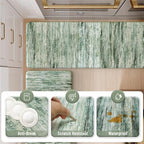 KIMODE Kitchen Mats Cushioned Anti Fatigue, Abstract Kitchen Rugs Sets of 2, Non Slip Kitchen Mats for Floor, Padded Kitchen Floor Mats for Sink Laundry Office Desk Green Multi 17"x47"+17"x29"