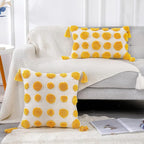 PANOD Super Soft Farmhouse Decorative Plush Throw Pillow Covers 22 x 22 Yellow,Solid Pom pom Tufted with Tassels Modern Accent Boho Square Cushion Cover Pillow Case for Couch Sofa