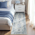 Area Rugs 2'x5' Runner Rug Non Slip Washable for Kitchen Hallway Bedroom Beside Laundry Room Bathroom Rug, Floor Carpet, Light Blue Navy Beige Gray White