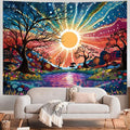 Serborlur Tree of Life Tapestry Trippy Sun Forest Tapestries Colorful Starry Sky Tapestries Hippie Nature Landscape Tapestry Wall Hanging for Living Room Bedroom (39.4" x 52.4")