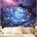 Apdidl Forest Nature Room Decor Tapestry Wall Hanging, Fantasy Trees Butterfly Mushroom Tapestries for Bedroom, Blue Colorful Floral Magical Plants Jungle Landscape Backdrop for Living Room 60"X79"