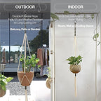 Macrame Plant Hanger Polyester Rope 42 Inch Outdoor Indoor Adjustable Hanging Planter for up to 10 Inch Plant Pot Modern Boho Home Decor (Ivory/Forest Green)