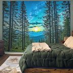 Accnicc Forest Road Tapestry Green Nature Pine Tree Wall Tapestry for Bedroom Aesthetic Starry Mountain Outdoor Landscape Large Tapestries Wall Hanging for Dorm Living Room Decor 80 x 60 Inch