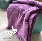 KyraHome 100% Organic Cotton 60"x80" Large Cotton Throw Blanket for Couch, Women, Plant Dyed, Breathable Lightweight Gauze Muslin Blanket for Adult, All Season (Purple Lavender)