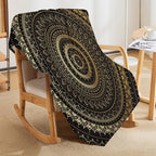 Black Gold Mandala Throw Blanket Boho Indian Hippie Vintage Abstract Bohemian Flower Blanket for Sofa Bed Couch Chair Or Dorm 60"x80"