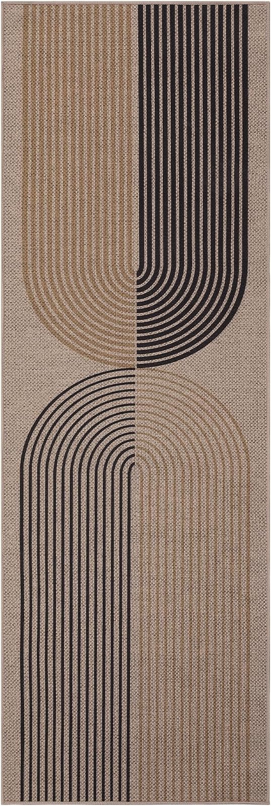 GarveeHome Easy Jute 2x6 Modern Rainbow Runner Rug for Hallway Kitchen Non Slip Indoor Outdoor Runner Door Mat for Laundry Porch