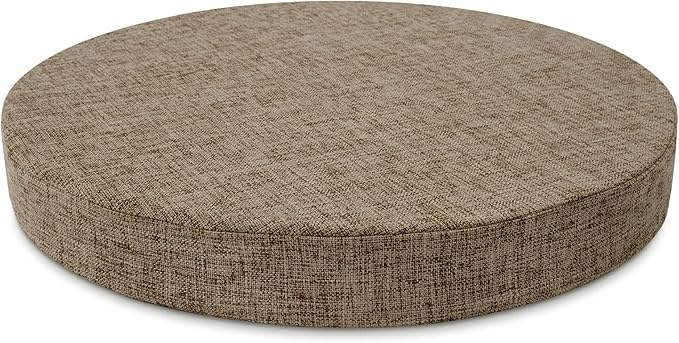 Tromlycs Round Chair Seat Cushion Pad 14 inch for Circle Bistro Chairs Non Slip Foam Cushion Nature Linen