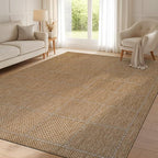 Beverly Rug Easy Jute Checkered Squared Rug 10x14 Washable Large Indoor Outdoor Area Rugs for Living Dining Room Patio Office Stain Resistant Non Shedding Casual Indoor Outside Carpet 10 x 14 Natural