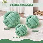 Uvvyui Knot Pillow Ball, Soft Home Decorative Pillows, Round Throw Pillow, Handmade Knotted Plush Pillow, Round Boucle Pillow Cushion (14 Inches Sage Green)