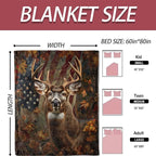 Deer American Flag Flannel Blanket 50x60in,Patriotic Buck in Autumn Forest Design,Cozy Rustic Throw for Hunters,Outdoorsmen,Cabin Decor,Wildlife and Nature Lovers Gifts Blankets