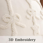 Tosleo Ramadan Pillow Covers 18x18 inch Set of 2 Beige Tufted Bow Embroidery Throw Pillow Covers Ramadan Eid Mubarak Cushion Covers Moon and Star Decorations for Home Couch Sofa Outdoor