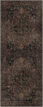 GENIMO 2x10 Runner Rugs for Hallway, Machine Washable Rugs Non Slip Vintage, Low Pile Lightweight Soft Runner Rug for enrtyway, Corridor, Home, Office, Kitchen, Charcoal Brown