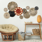 Tatuo 11 Pcs Boho Wall Basket Decor Decorative Bulrush Woven Basket Wall Decor Art Round Farmhouse Hanging Baskets for Kitchen Rustic Home Summer Decorations, Multi Sizes (Dark)