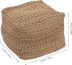 LIFKOME Footstool Square Pouf Ottoman Cotton Pouf Chair Handmade Woven Foot Stool Soft Knitted Cotton Linen Footrest Square Floor Cushion Tatami Seats Cushion for Living Room Ottoman Pouf