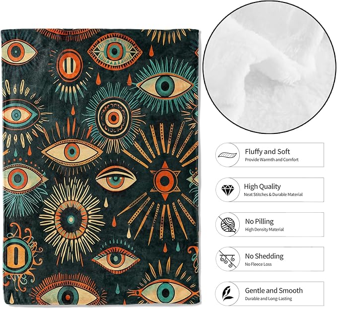 Mystic Evil Eye Throw Blanket - 40x50in,Ultra Soft, Cozy Lightweight Flannel,Cool Spiritual Boho Blankets - Gifts for Women & Mystical Lovers,for Couch Home Living Room Decor