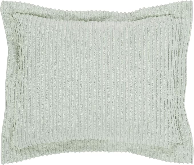 Better Trends Jullian Collection is Super Soft and Light Weight in Bold Stripes Design 100% Cotton Tufted Unique Luxurious Machine Washable Tumble Dry, Standard Sham, Sage