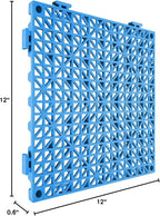 VEVOR Interlocking Tile 50PCS Blue, Drainage Tiles 12" x 12" Splicing, Soft PVC Interlocking Drainage Floor Tiles, Non-Slip Drainage Holes for Restroom, Bathroom, Kitchen, Pool, Wet Areas