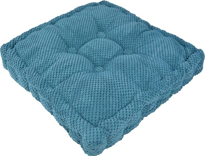 ChezMax Floor Pillow & Cushion, Large Meditation Chair Cushions, Thick Square Seat Pad, Soft Tufted Seating Pouf for Indoor/Outdoor Yoga Bench Rocking Chair Room Tatami Sofa, Royal Blue 20"x20"