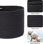 Small Basket for Organizing | Cube Shelf Closet Storage Baskets | 9.7×9.7×7.1” | Woven Rope Gift Basket | Nursery | Round 3 Packs Black